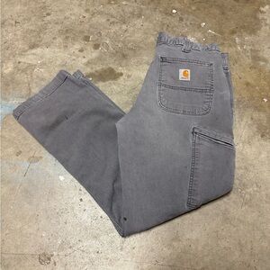 Carhartt Pants Mens 34x30 Gray Carpenter Relaxed Fit Distressed Workwear Faded